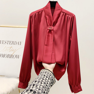 Stílusos női hosszú ujjú ing piros, fekete, rózsaszín, fehér és bézs színben