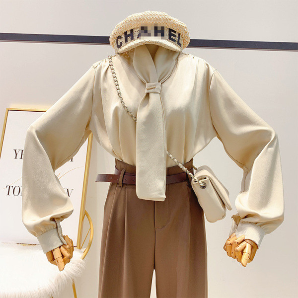 Stílusos női hosszú ujjú ing piros, fekete, rózsaszín, fehér és bézs színben