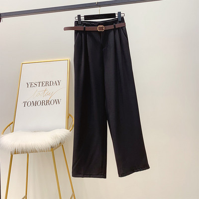 Stílusos női széles nadrág magas derékkal és övvel fehér, fekete és barna színben