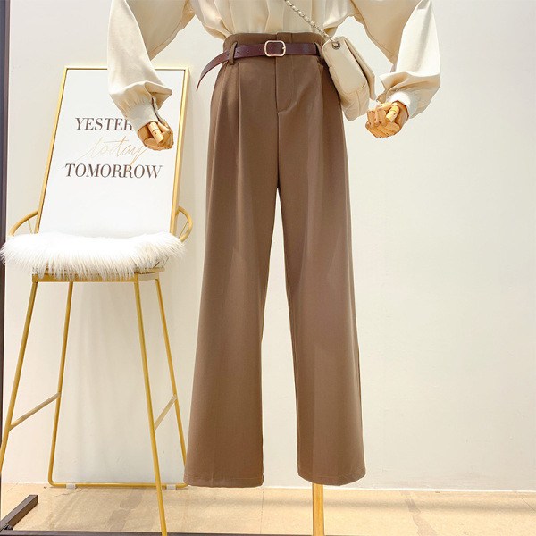 Stílusos női széles nadrág magas derékkal és övvel fehér, fekete és barna színben