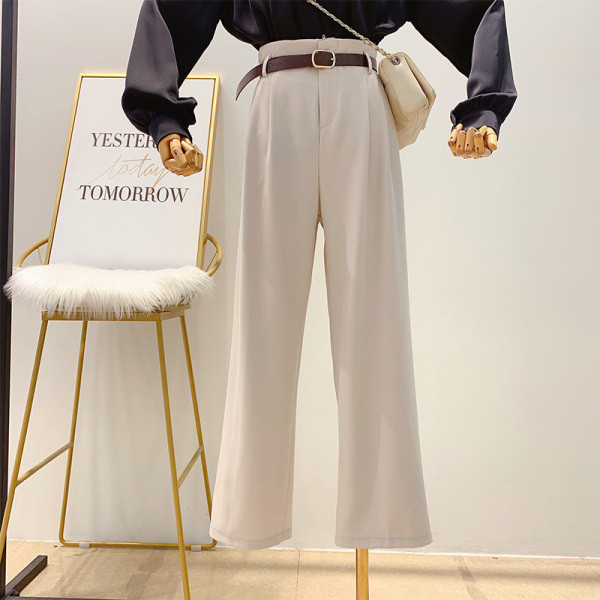 Stílusos női széles nadrág magas derékkal és övvel fehér, fekete és barna színben