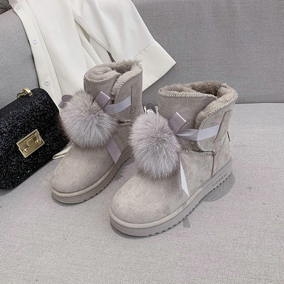 Női téli csizma puha béléssel és szalaggal, fekete, szürke és barna színben