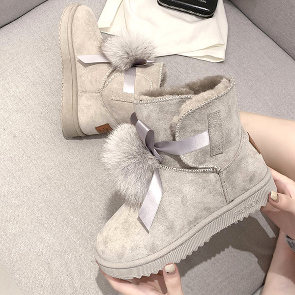 Női téli csizma puha béléssel és szalaggal, fekete, szürke és barna színben