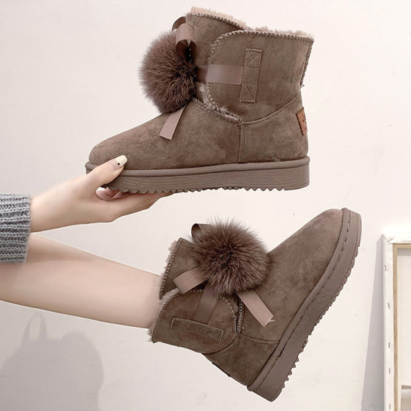 Női téli csizma puha béléssel és szalaggal, fekete, szürke és barna színben