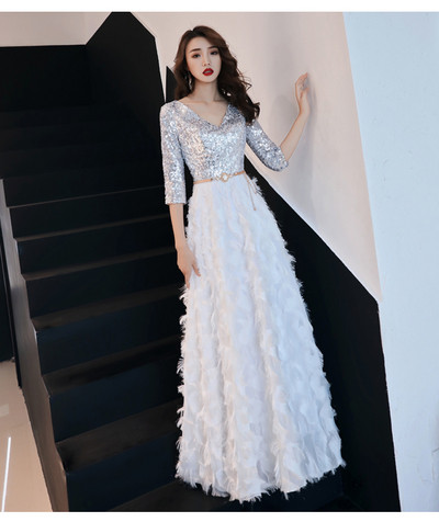 Új modell elegáns női ruha flitterekkel, övvel és 3/4 ujjú ezüst, fekete és piros színben