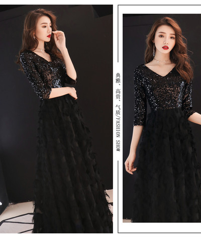 Új modell elegáns női ruha flitterekkel, övvel és 3/4 ujjú ezüst, fekete és piros színben