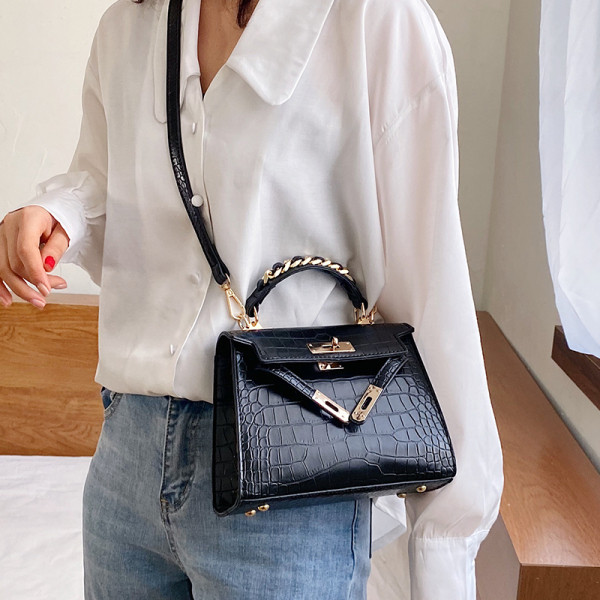 Eko bőrből készült modern női táska, hosszú és rövid fülekkel, barna, fekete és zöld színben