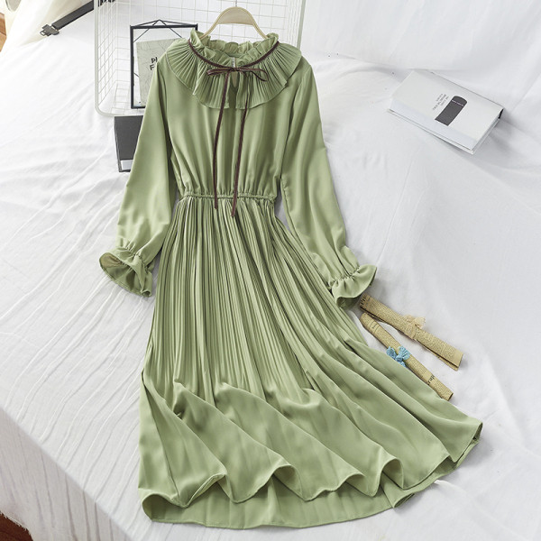 Rochie de iarna de dama cu maneci lungi in verde, roz, albastru si bej