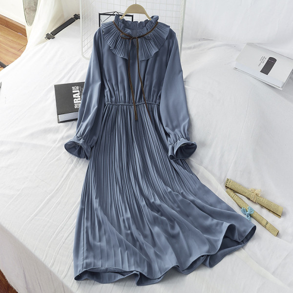 Rochie de iarna de dama cu maneci lungi in verde, roz, albastru si bej