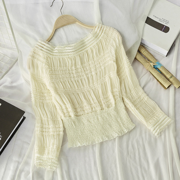 Női blúz csónakos nyakkivágással, kék, rózsaszín, narancssárga, fehér és fekete színekben