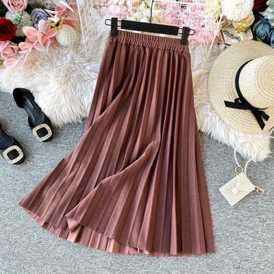 Modern női redős szoknya magas derékkal több színben