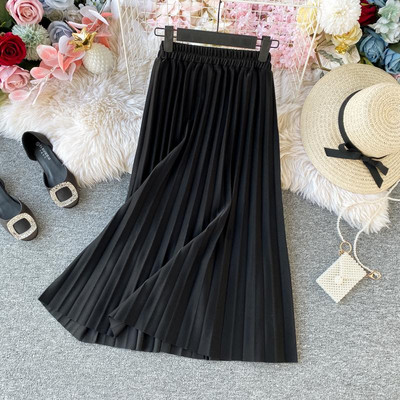 Modern női redős szoknya magas derékkal több színben