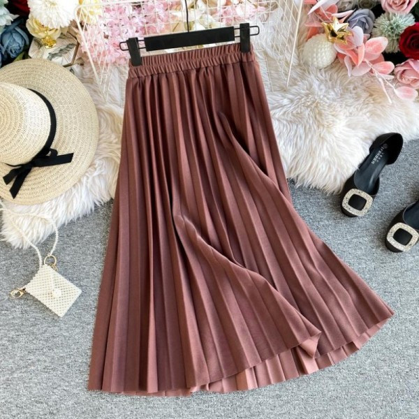 Modern női redős szoknya magas derékkal több színben