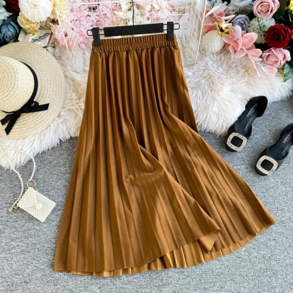 Modern női redős szoknya magas derékkal több színben