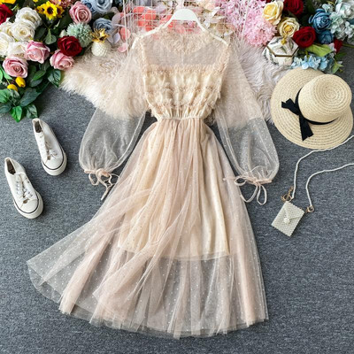 Model nou rochie dama cu perle si tul in mai multe culori model croiat