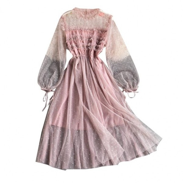 Model nou rochie dama cu perle si tul in mai multe culori model croiat