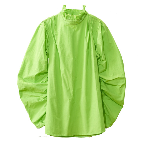 Cămașă modernă de damă cu mâneci strânse în verde, alb și negru