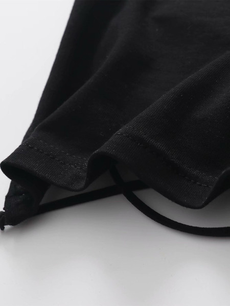 Testre szabott női bársony felső, vékony pántokkal és csupasz hátoldallal, fekete színben