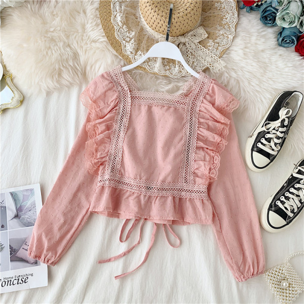 Modern női ing csipkével és nyakkendővel öt színben