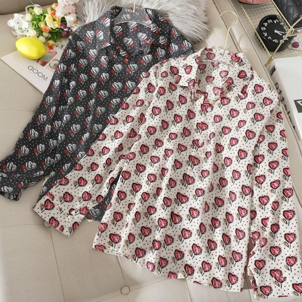 Cămașă modernă de damă cu model de culoare în alb, galben și negru