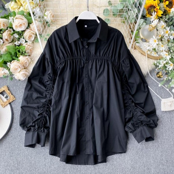 Modern női ing gombokkal és klasszikus galléros aszimmetrikus modell rózsaszín, fehér, zöld és fekete színekben