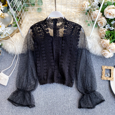 Cămașă de damă modernă în mai multe culori cu dantelă și tul