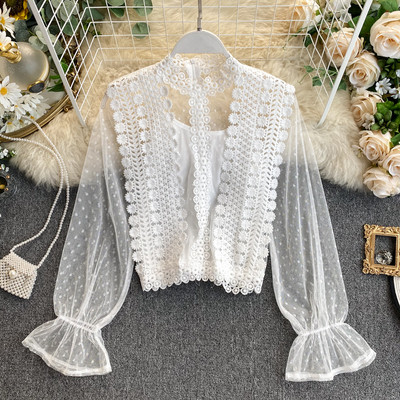 Cămașă de damă modernă în mai multe culori cu dantelă și tul