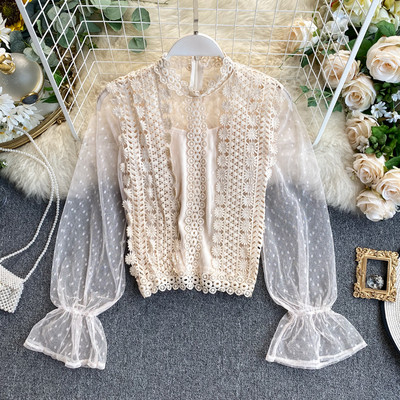 Cămașă de damă modernă în mai multe culori cu dantelă și tul