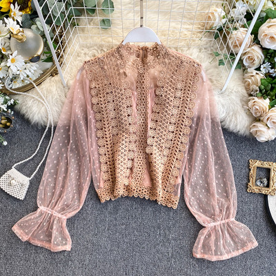 Cămașă de damă modernă în mai multe culori cu dantelă și tul