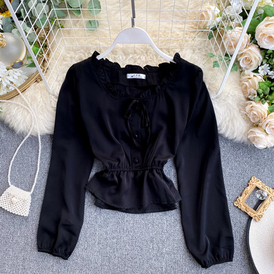 Női sifon ing öt színben kerek nyakkivágással és gombokkal