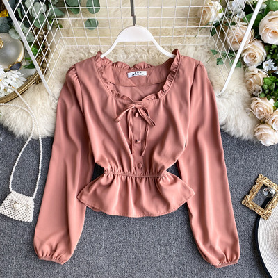 Női sifon ing öt színben kerek nyakkivágással és gombokkal