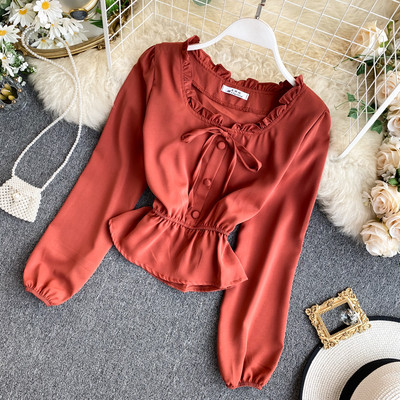 Női sifon ing öt színben kerek nyakkivágással és gombokkal