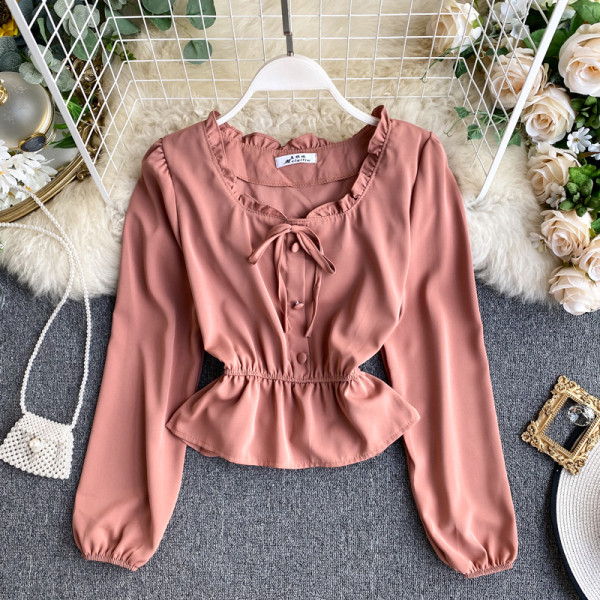 Női sifon ing öt színben kerek nyakkivágással és gombokkal