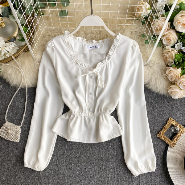 Női sifon ing öt színben kerek nyakkivágással és gombokkal