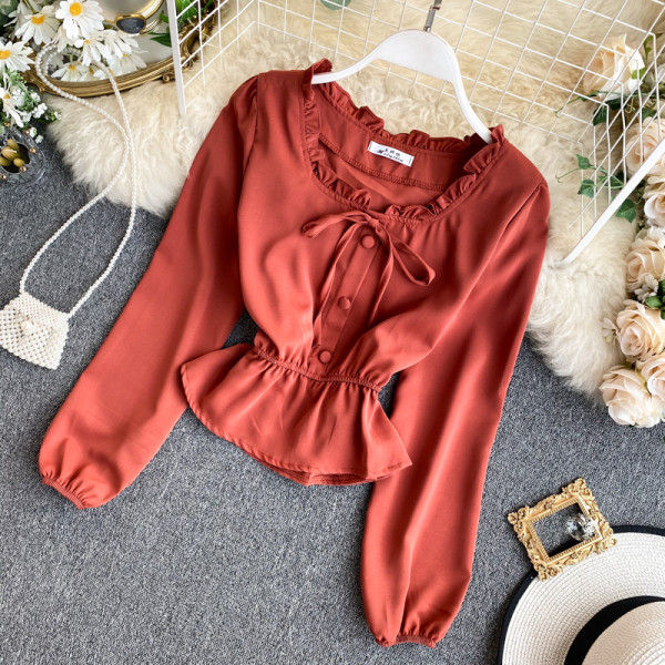 Női sifon ing öt színben kerek nyakkivágással és gombokkal