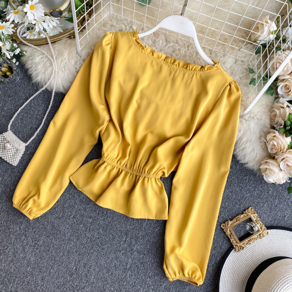 Női sifon ing öt színben kerek nyakkivágással és gombokkal