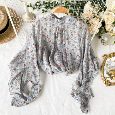 Modern női ing virágmintás széles ujjú, különböző színekben