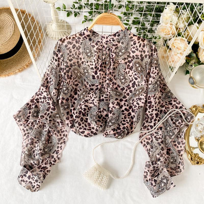 Modern női ing virágmintás széles ujjú, különböző színekben