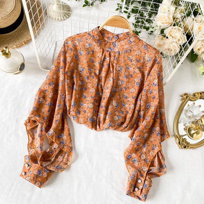 Modern női ing virágmintás széles ujjú, különböző színekben