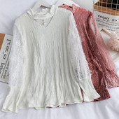 Modern női ing csipkeujjal és gyöngyökkel, különböző színekben