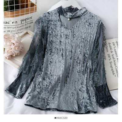 Modern női ing csipkeujjal és gyöngyökkel, különböző színekben