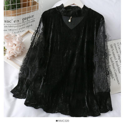 Modern női ing csipkeujjal és gyöngyökkel, különböző színekben