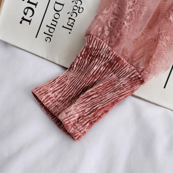 Modern női ing csipkeujjal és gyöngyökkel, különböző színekben