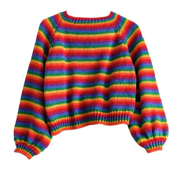 Modern női virágos pulóver ovális nyakkivágással és hosszú ujjakkal