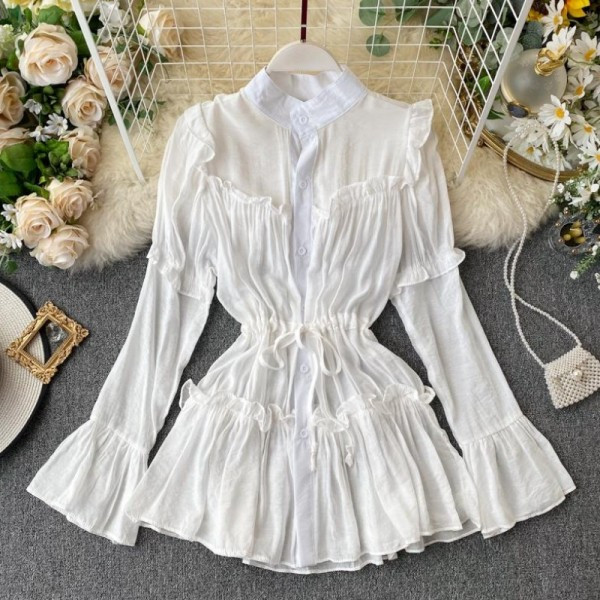 Modern női ing fűzővel és hosszú ujjú fekete, bézs és fehér színben