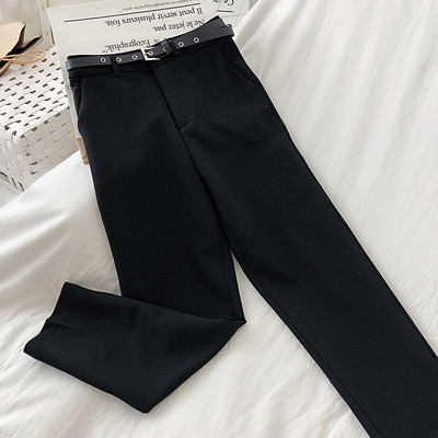 Divatos női nadrág bézs, zöld, barna és fekete színben, övvel és magas derékkal