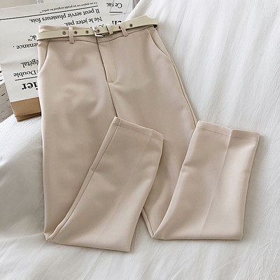 Divatos női nadrág bézs, zöld, barna és fekete színben, övvel és magas derékkal