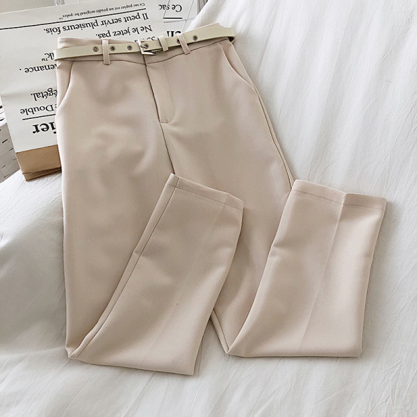 Divatos női nadrág bézs, zöld, barna és fekete színben, övvel és magas derékkal