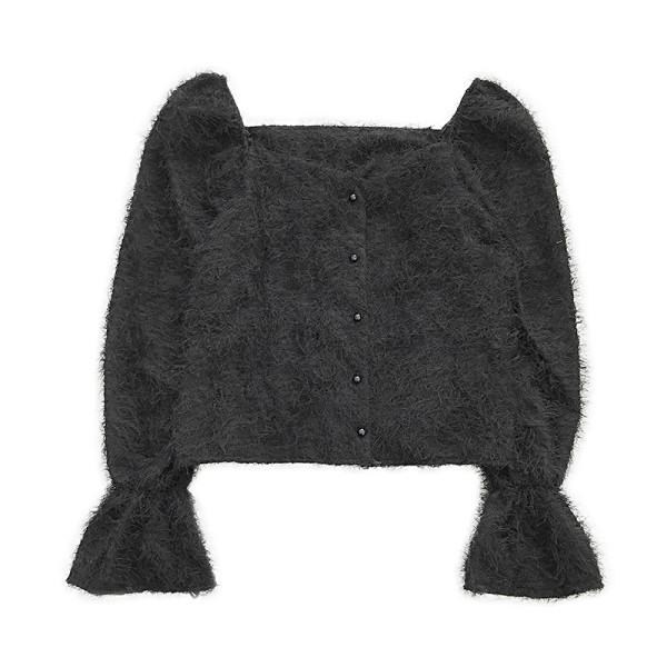 Rövid, fehér, fekete és rózsaszín női ing gombokkal és bojtokkal