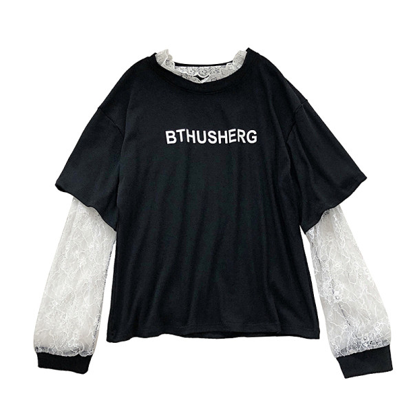 Lezser női blúz négy színben kerek nyakkivágással és csipkével